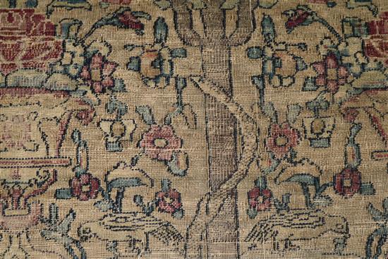 A Caucasian rug with triple medallion on a blue ground and two worn Persian rugs 210 x 120cm, 205 x 135cm and 195 x 145cm